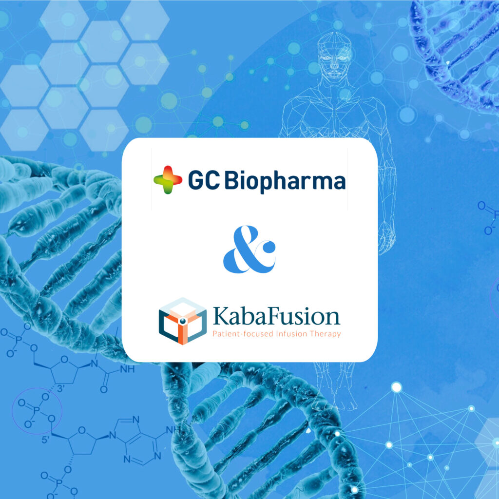 GC Biopharma and KabasFusion logos on a blue background